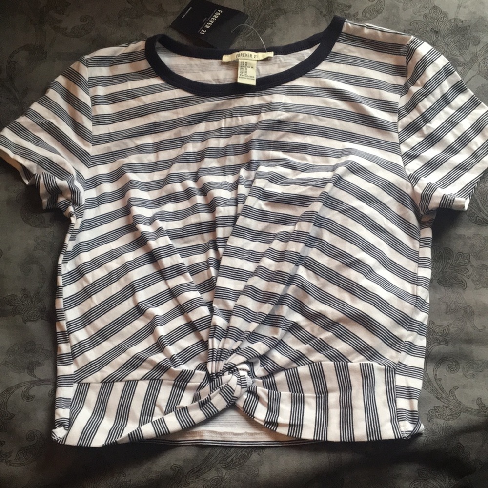 blue striped crop top